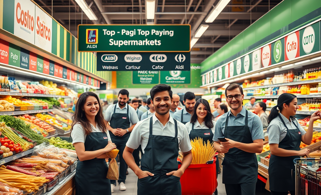 Dipendenti di un supermercato felici per i buoni stipendi
