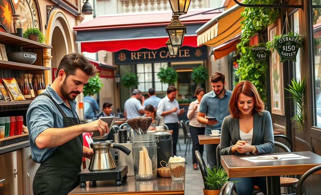 Immagine di un ristorante con lavoratori discutendo di stipendi aggiornati