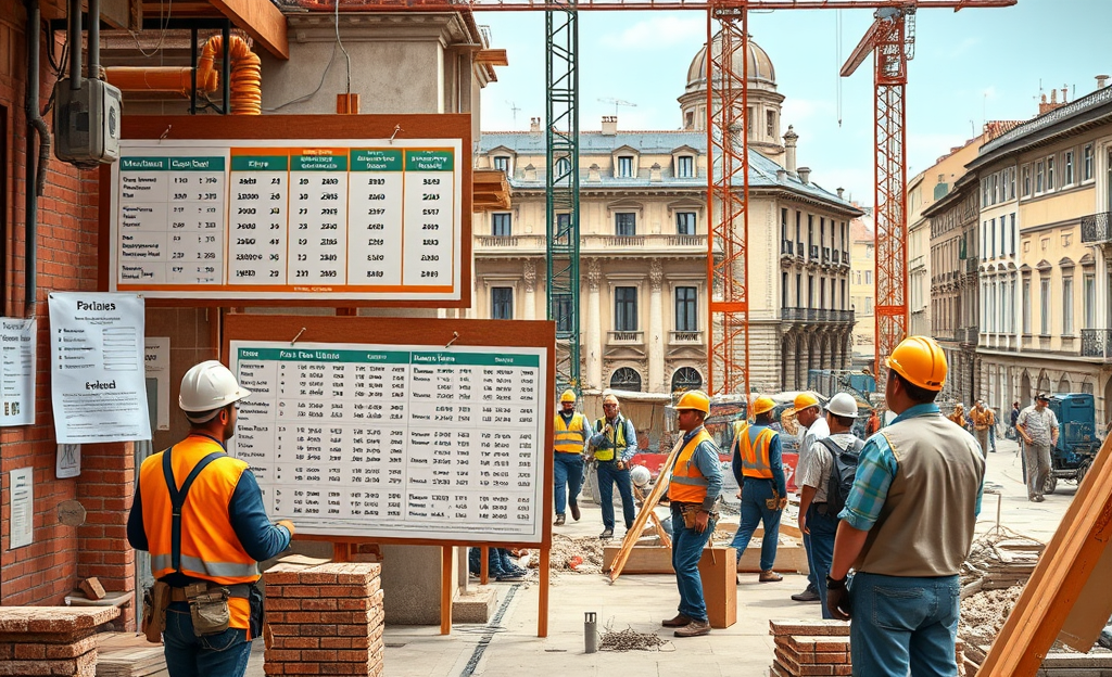 Grafico che mostra la suddivisione degli stipendi nell'edilizia per diversa funzione lavorativa.