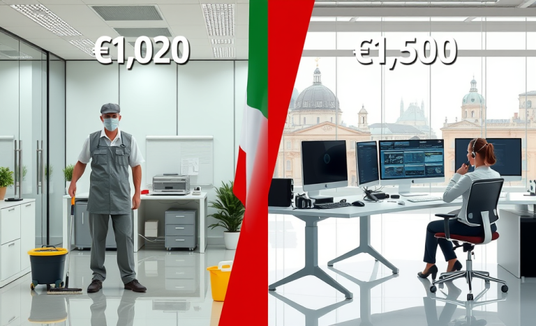 Immagine che confronta il guadagno tra i settori di pulizia e supporto tecnico