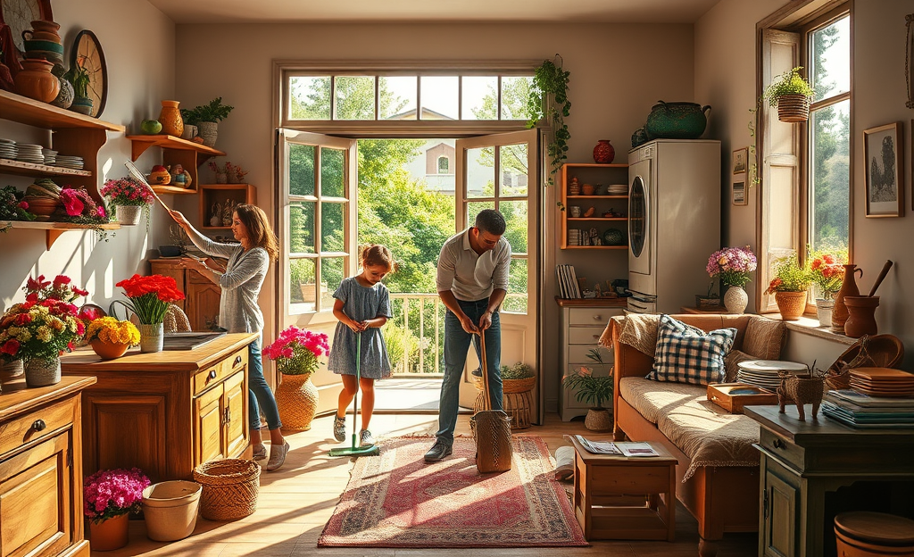 Una persona che svolge lavori domestici per migliorare il benessere.