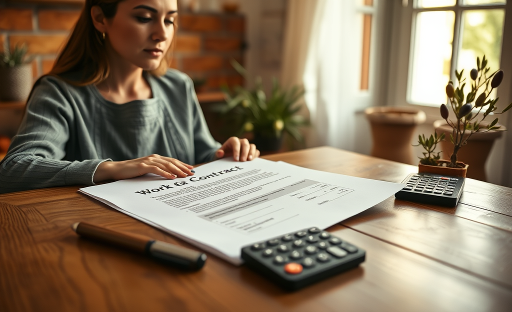 Immagine di un lavoratore domestico che firma un contratto di lavoro
