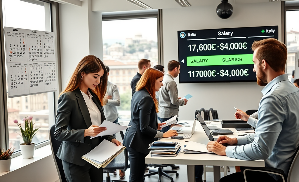 Un assistente amministrativo al lavoro, gestendo documenti e pianificando attività.