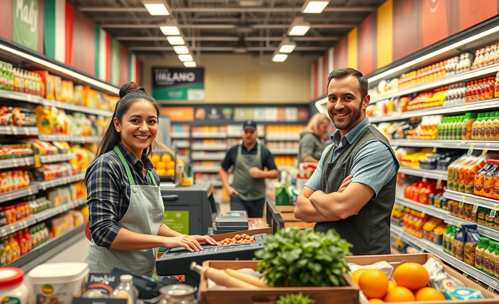 Immagine di un direttore di supermercato al lavoro, simbolo del ruolo più remunerativo nel settore.
