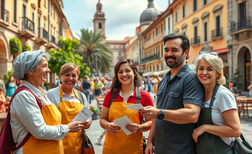 Immagine di custodi che ricevono assistenza e buoni per il trasporto