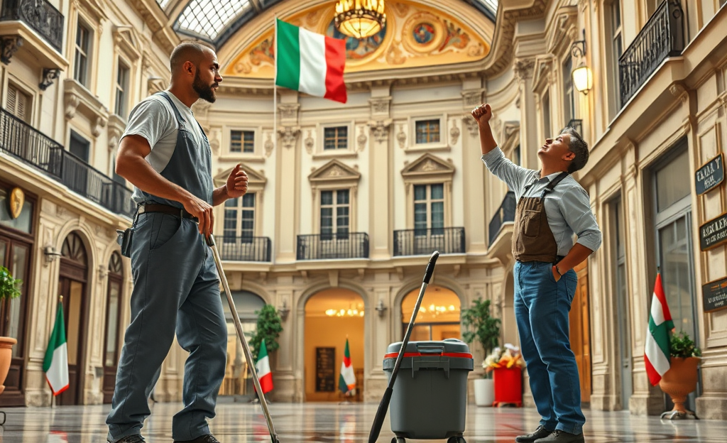 Immagine di custodi e manutentori al lavoro per Manutencoop.