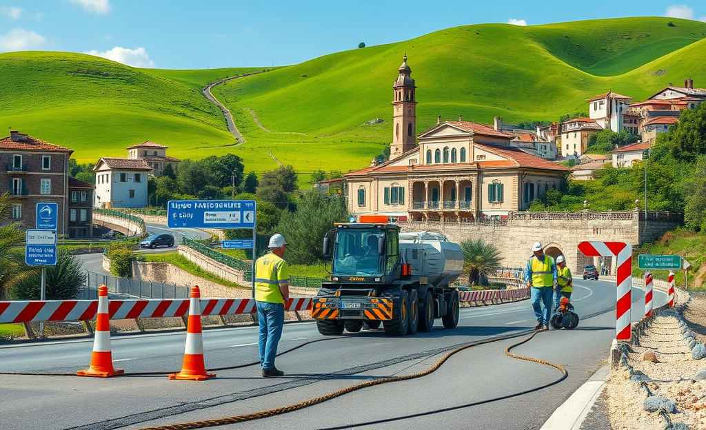 Operai eseguono lavori di manutenzione su edifici per il Gruppo Gavio.