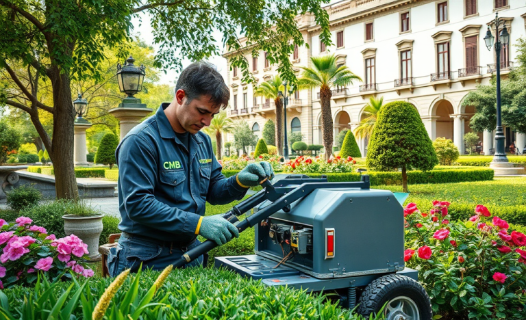 Tecnico di manutenzione operante su attrezzature per il verde pubblico di CMB Verde SRL