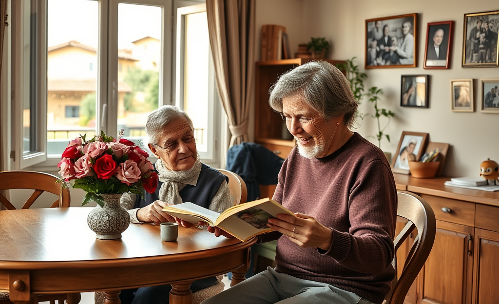Una persona che assiste una famiglia nelle faccende domestiche.