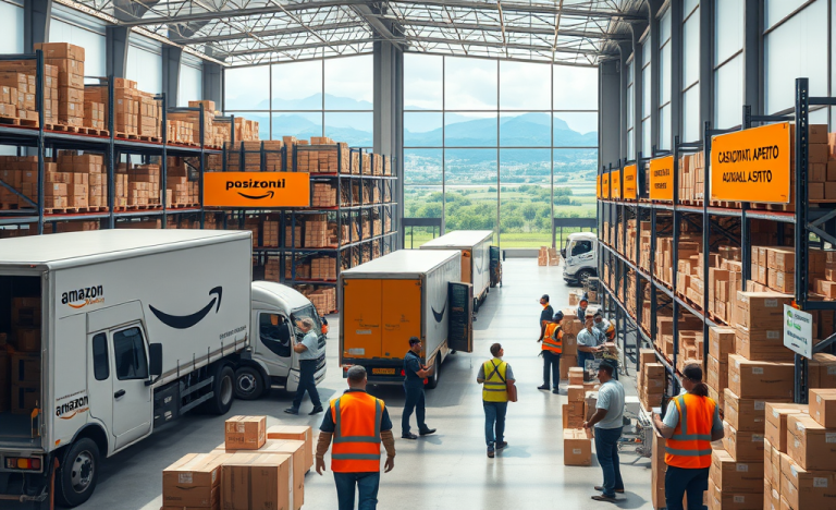 Annuncio di lavoro per posizioni aperte in Amazon Logistics nei centri di distribuzione