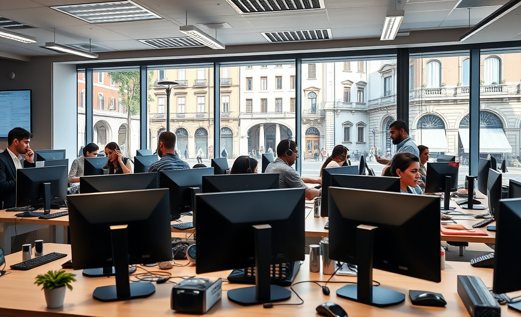 Operatori che lavorano nel call center di Concur Italia