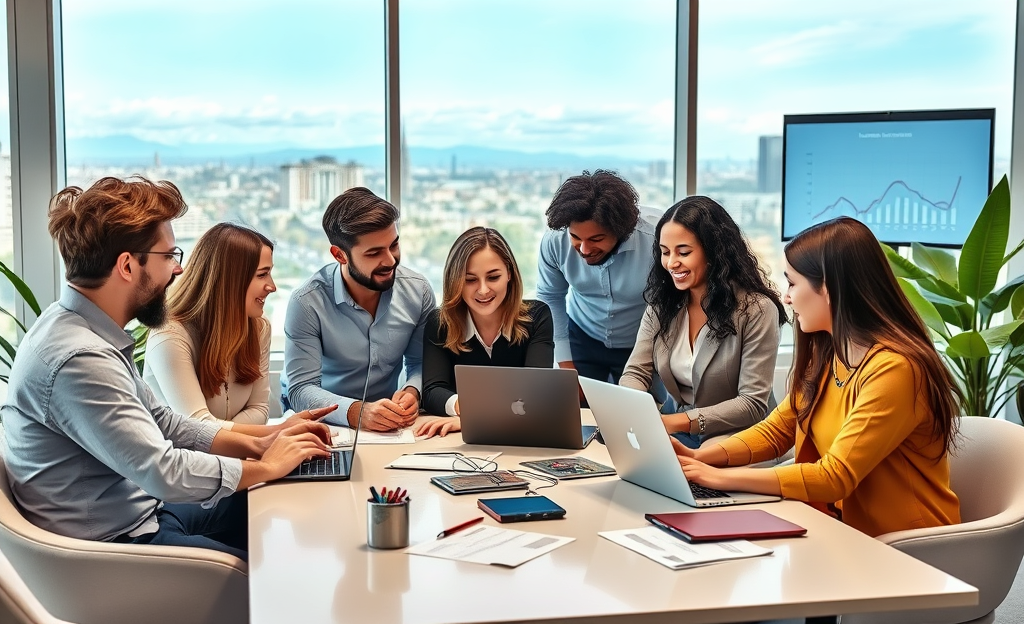 Dipendenti UniCredit discutono opportunità di carriera in HR e assistenza.