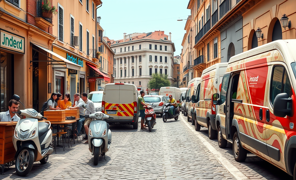 Immagine di autista indipendente al lavoro su strada