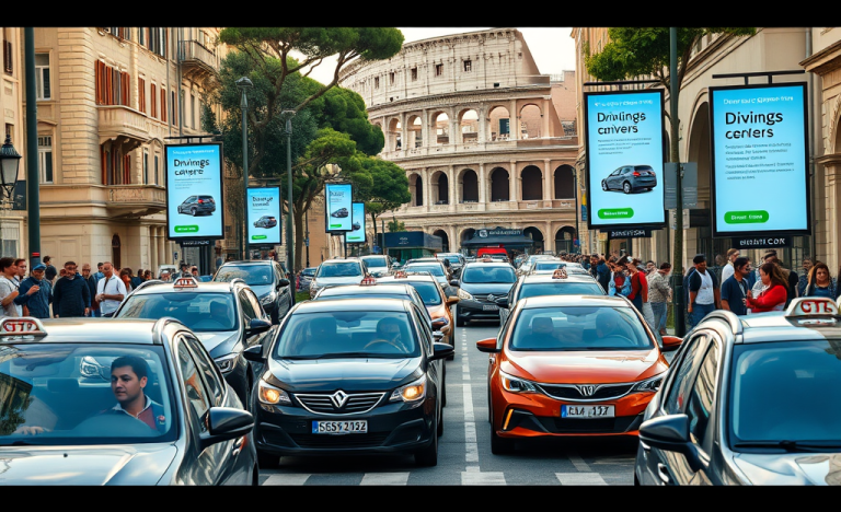 Persona alla guida di un'auto, rappresentante opportunità di lavoro come autista.