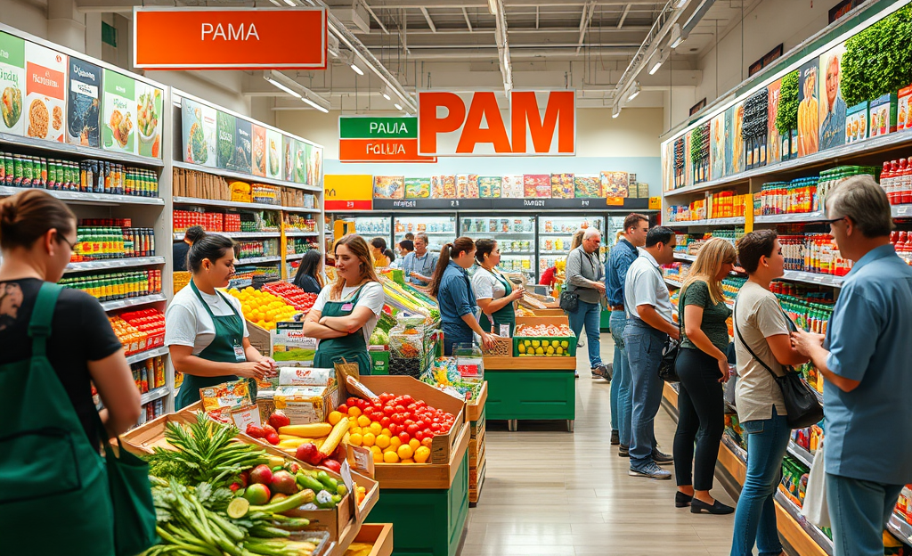 Dipendenti PAM assistono clienti in un supermercato moderno