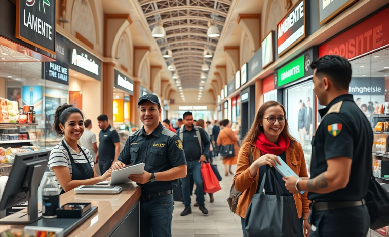 Persone che lavorano in un centro commerciale con Ambiente & Lavoro SRL
