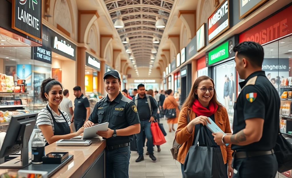 Persone che lavorano in un centro commerciale con Ambiente & Lavoro SRL