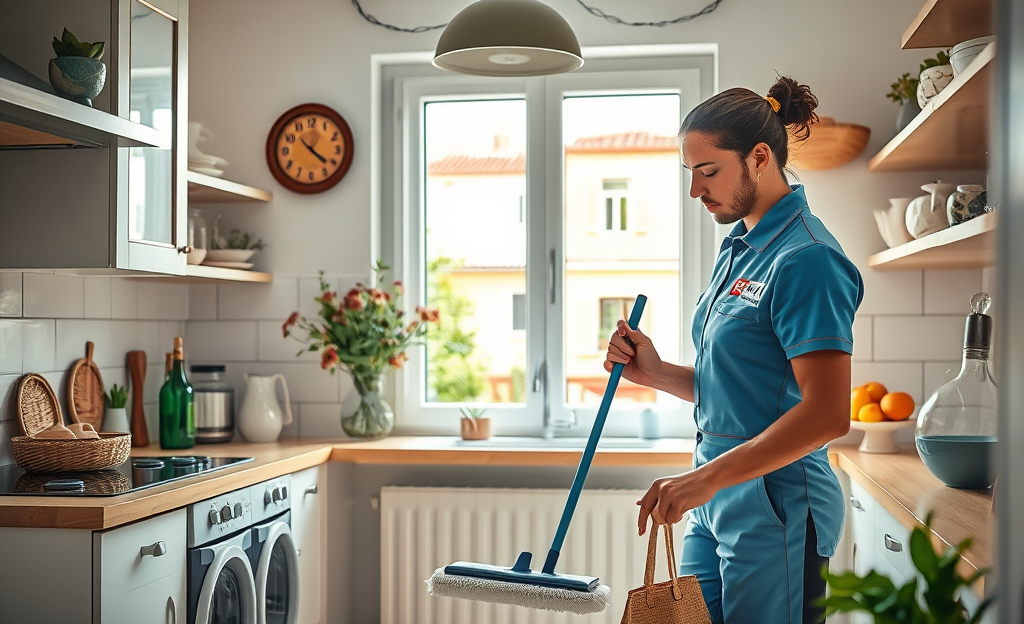 Una famiglia sorridente in una casa pulita grazie ai servizi di Help-U SRL