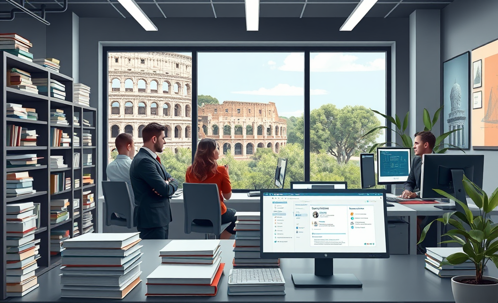 Un professionista lavora alla gestione e conservazione dei documenti digitali.
