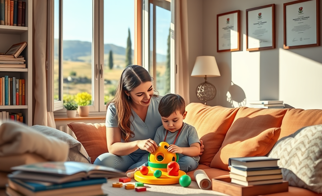 Immagine di una persona che si prende cura di un bambino, rappresentando il ruolo di caregiver o babysitter.