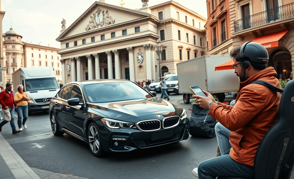Un autista al volante di un'auto, pronto a esplorare nuove opportunità di lavoro guidando.