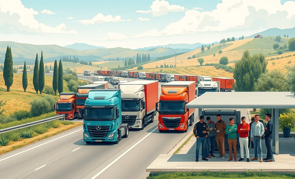 Immagine rappresentativa del mercato del lavoro per autisti con camion e merci