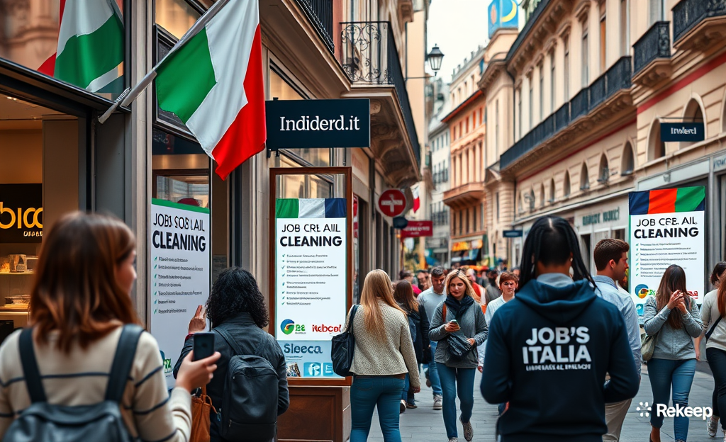 Immagine di un addetto alle pulizie mentre lavora, rappresentando servizi di pulizia in cerca di assunzione.