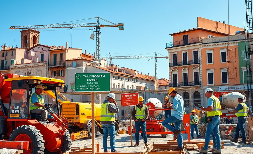 Un lavoratore con il casco in un cantiere, simbolo di nuove opportunità di carriera