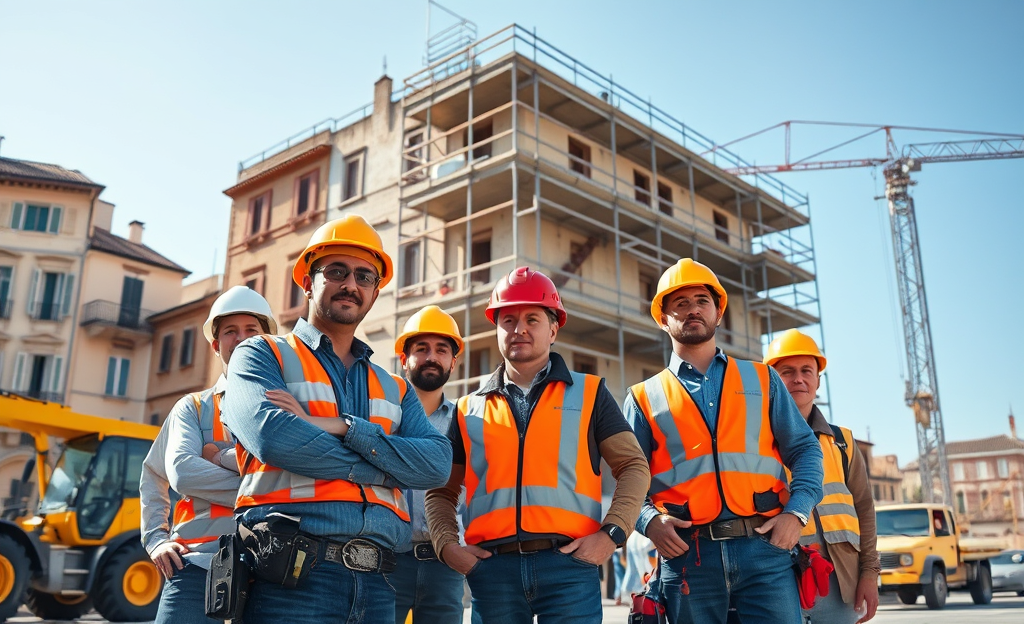 Immagine di professionisti nel settore delle costruzioni al lavoro in cantiere.