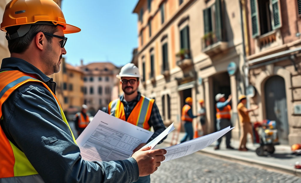Immagine di un professionista al lavoro nella manutenzione degli edifici