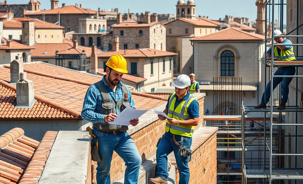 Immagine di un tecnico che lavora alla manutenzione di un edificio.