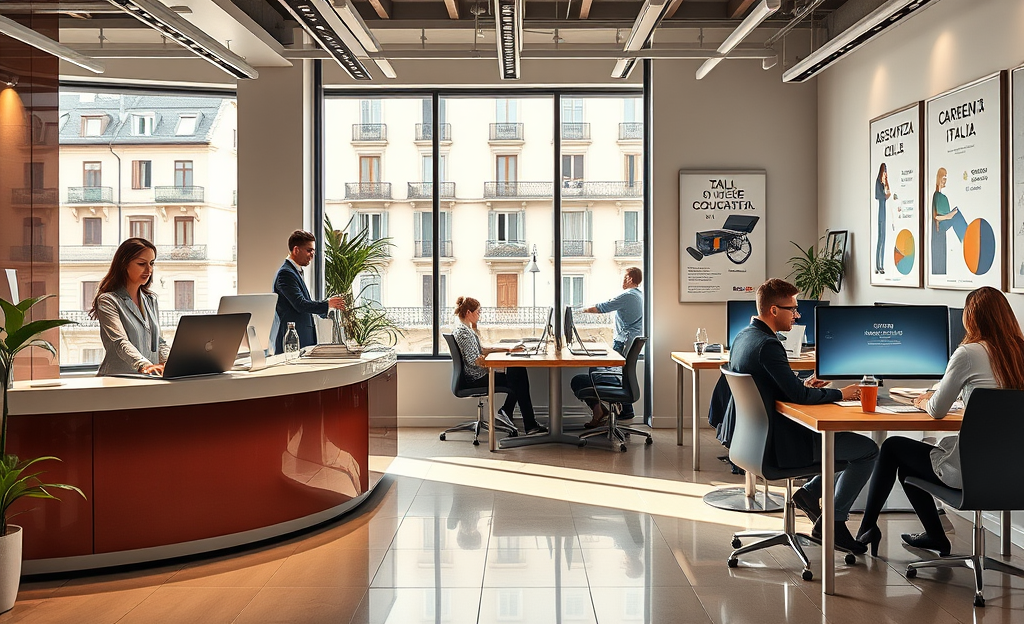 Giovani professionisti al lavoro in un ufficio moderno