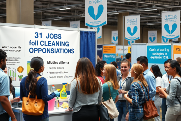 Annuncio di lavoro per ausiliari delle pulizie con 31 posti disponibili.