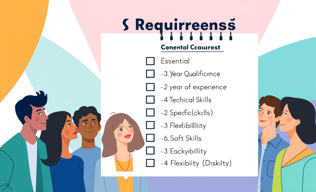 Requisiti necessari per una posizione di lavoro illustrati con esempi di competenze e qualifiche.