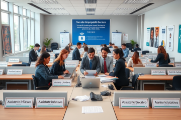 Immagine di un annuncio per 63 posti di assistente amministrativo.