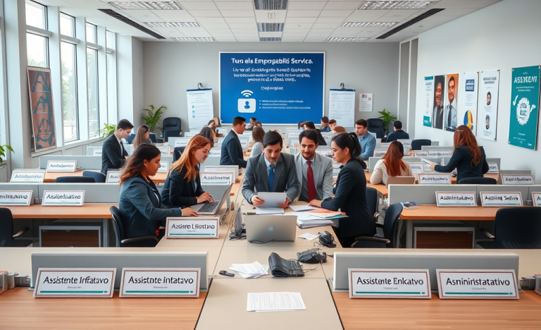 Immagine di un annuncio per 63 posti di assistente amministrativo.